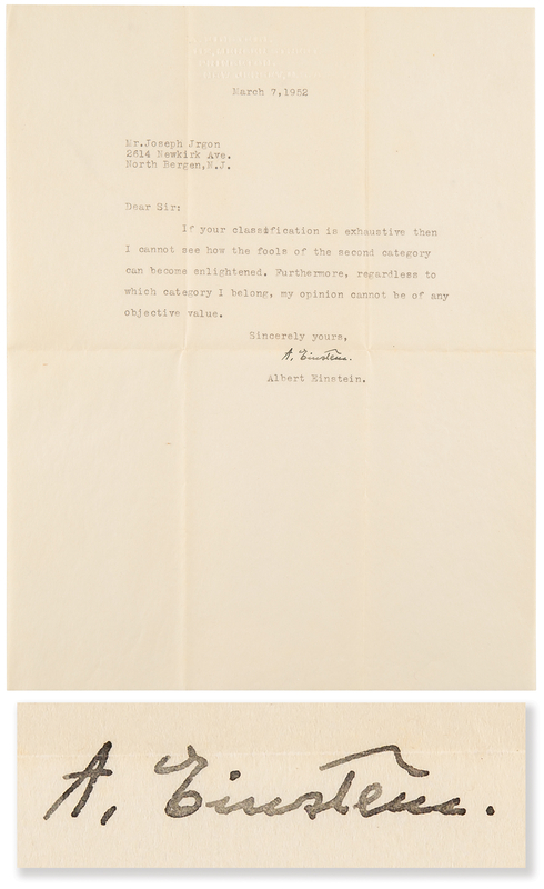 Lot 166 Albert Einstein Typed Letter Signed on Humanity After the Holocaust: 