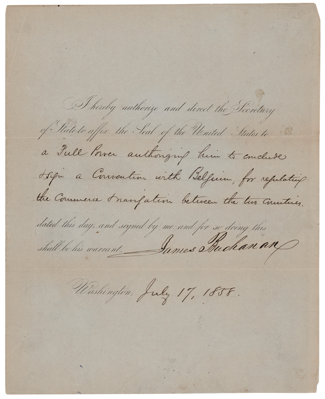 Lot 42 James Buchanan Document Signed as President