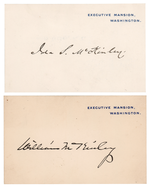 Lot 82 William and Ida McKinley (2) Signed Executive Mansion Cards