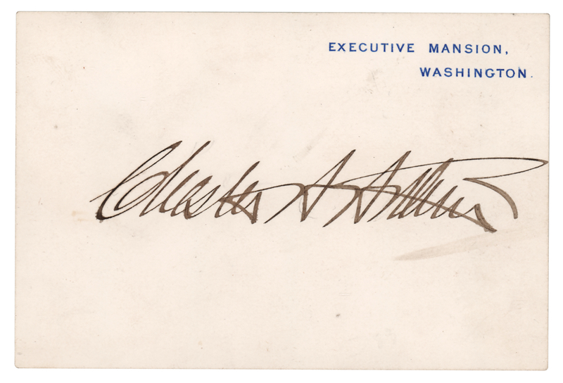 Lot 39 Chester A. Arthur Signed Executive Mansion Card