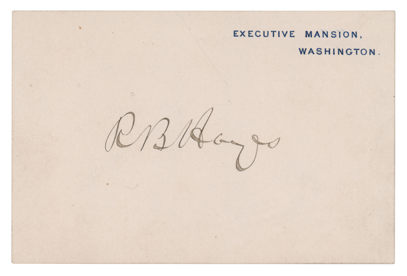 Lot 64 Rutherford B. Hayes Signed Executive Mansion Card
