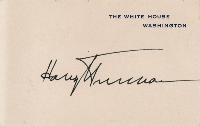 Lot 117 Harry S. Truman Signed White House Card