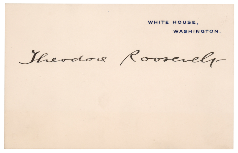 Lot 107 Theodore Roosevelt Signed White House Card