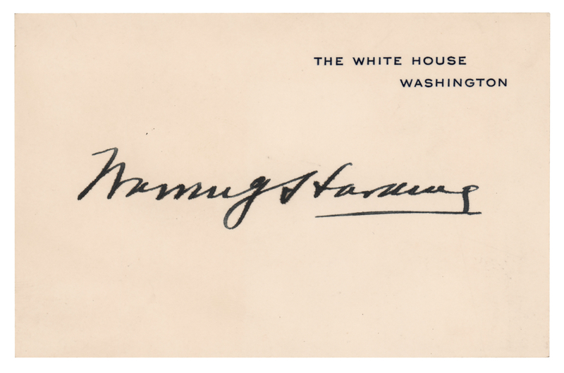 Lot 60 Warren G. Harding Signed White House Card