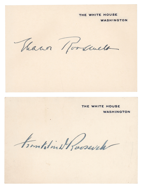 Lot 102 Franklin and Eleanor Roosevelt (2) Signed White House Cards