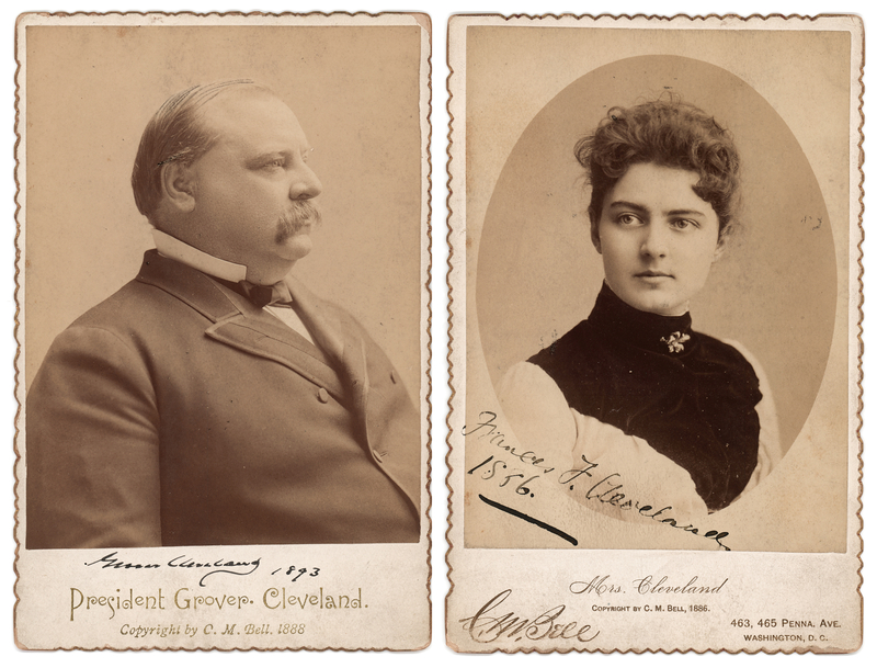 Lot 47 Grover and Frances Cleveland (2) Signed Cabinet Photographs by C. M. Bell