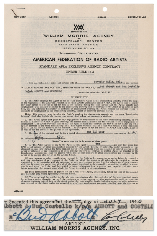 Lot 650 Abbott and Costello Document Signed