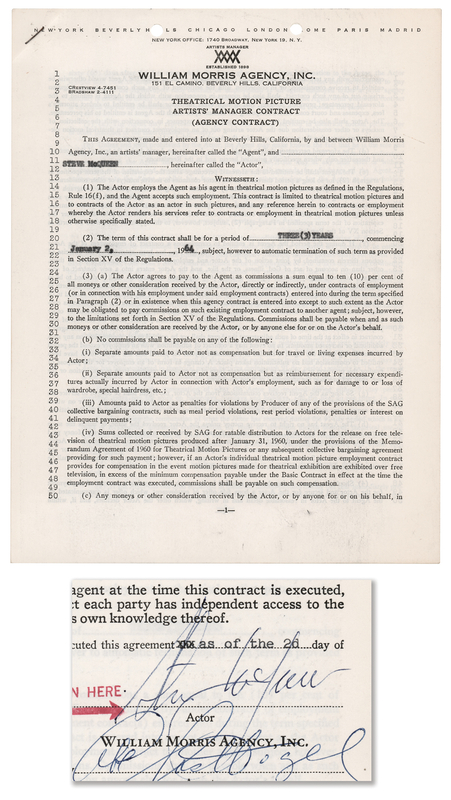 Lot 719 Steve McQueen Document Signed