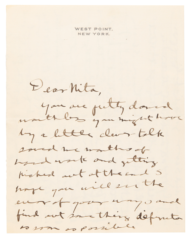 Lot 287 George S. Patton Autograph Letter Signed from West Point on His Future Wife