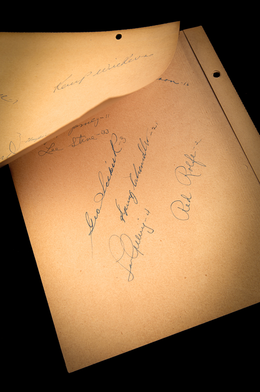 Lot 770 Lou Gehrig Large 1938 Signature with (30+) Autographs of NY Yankees and St. Louis Cardinals Players and Coaches