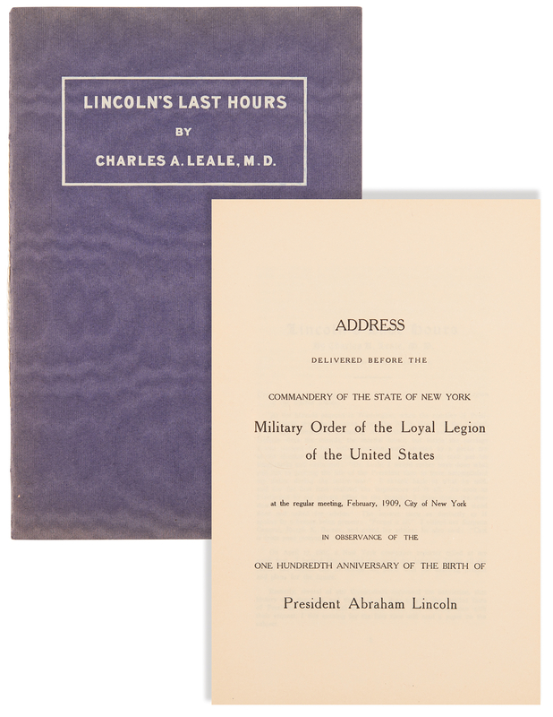 Lot 29 Lincoln's Last Hours by Charles A. Leale - From the Collection of Assassination Researcher Dr. John K. Lattimer