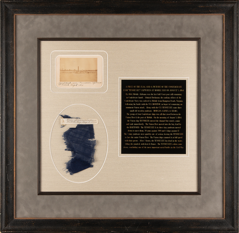 Lot 306 Civil War: CSS Tennessee Captured Flag Fragment with Original Photograph of the Seized Confederate Ram