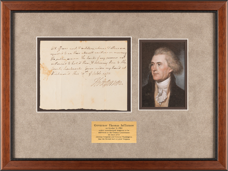 Lot 13 Thomas Jefferson Revolutionary War-Dated Autograph Document Signed on 