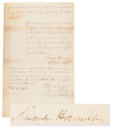 Lot #140 Alexander Hamilton Signed Document on the Import of Distilled Spirits - Image 1