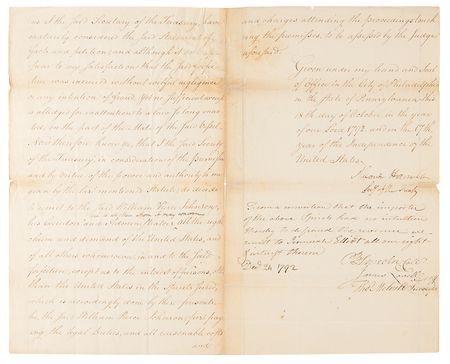 Lot #140 Alexander Hamilton Signed Document on the Import of Distilled Spirits - Image 3