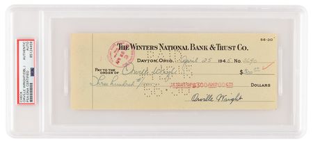 Lot #385 Orville Wright Twice-Signed Check - Image 1
