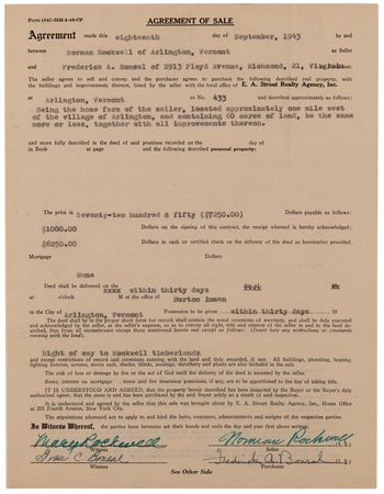 Lot #436 Norman Rockwell (2) Documents Signed for the Sale of His Vermont Farmhouse - Image 2