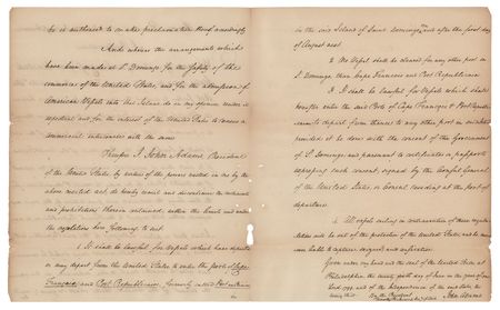 Lot #8 John Adams: Manuscript Proclamation of an Act of Congress, Restoring Trade with St. Domingo - Image 2