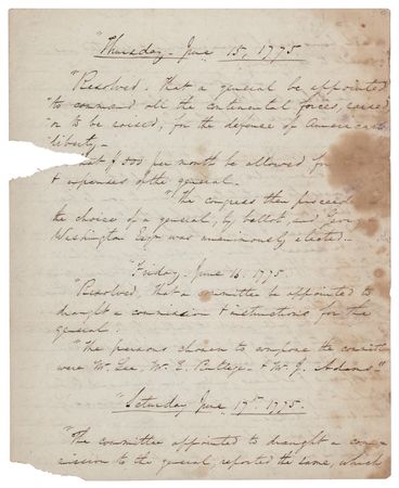 Lot #369 Winfield Scott: Autograph Manuscript Signed, Copying Extracts on George Washington's Rank and Appointment as Commander in Chief - Image 1