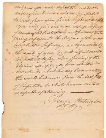 Lot #5 [George Washington] Extracts from Washington's Newburgh Headquarters Orderly Book, with the 'Newburgh Address' and Peace Proclamation: 