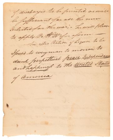 Lot #5 [George Washington] Extracts from Washington's Newburgh Headquarters Orderly Book, with the 'Newburgh Address' and Peace Proclamation: 