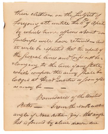 Lot #5 [George Washington] Extracts from Washington's Newburgh Headquarters Orderly Book, with the 'Newburgh Address' and Peace Proclamation: 