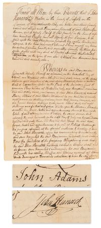 Lot #137 John Hancock and John Adams Rare Dual-Signed Legal Maritime Document (December 19, 1771) - Dated a Year After the Boston Massacre and Before the Coming Boston Tea Party - Image 1