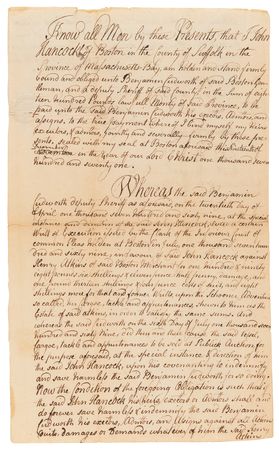 Lot #137 John Hancock and John Adams Rare Dual-Signed Legal Maritime Document (December 19, 1771) - Dated a Year After the Boston Massacre and Before the Coming Boston Tea Party - Image 2