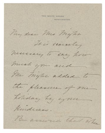 Lot #110 Theodore and Edith Roosevelt (2) Letters Signed as President and First Lady - Image 3