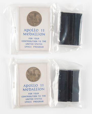 Lot #390 Apollo 11 Manned Flight Awareness Medallions (2), Minted with Flown Metal - Image 1