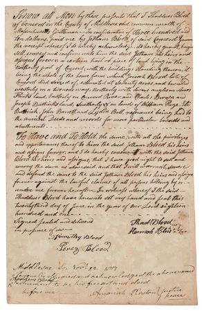 Lot #348 Lexington and Concord: Thaddeus Blood Document Signed - Minute Man Who Influenced Emerson's 'Concord Hymn' - Image 1
