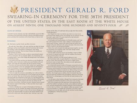 Lot #55 Gerald Ford Signed Broadside - Oath of Office (20? x 15?) - Image 1