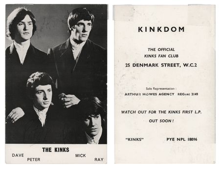Lot #580 The Kinks Signed Fan Club Promotional Card - Image 1