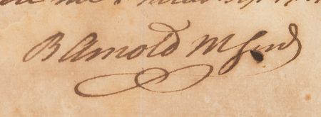 Lot #265 Benedict Arnold Revolutionary War-Dated Autograph Document Signed, Certifying an Oath of Allegiance to 