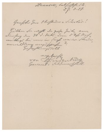Lot #341 Paul von Hindenburg Autograph Letter Signed - Image 1