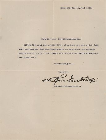 Lot #342 Paul von Hindenburg Typed Letter Signed - Image 1