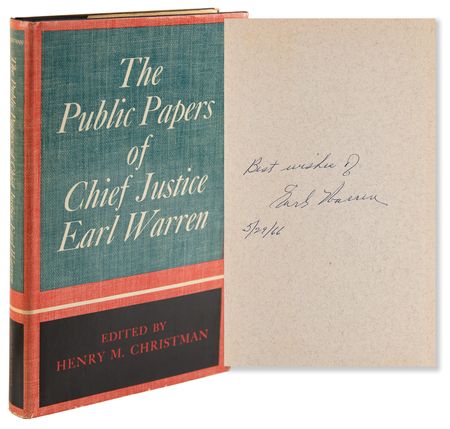 Lot #263 Earl Warren Signed Book - The Public Papers of Chief Justice Earl Warren - Image 1