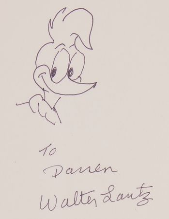Lot #457 Walter Lantz Signed Sketch in Book - The Walter Lantz Story - Image 2