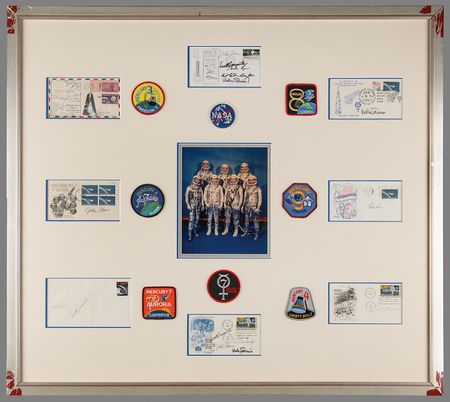 Lot #413 Mercury Astronaut Autograph Display with Multi-Signed FDCs and Photograph - Image 1