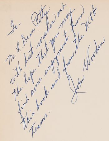 Lot #828 John Wooden Signed Book - Practical Modern Basketball - Image 2
