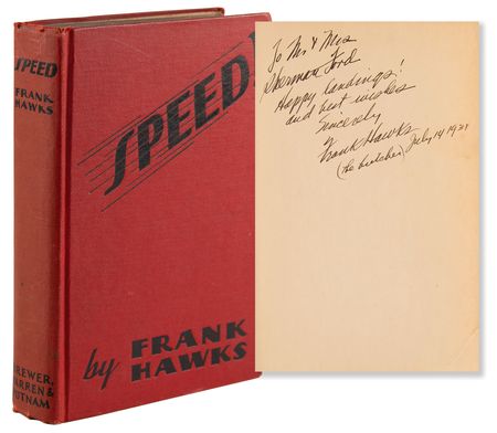 Lot #384 Frank Hawks Signed Book - Speed! - Image 1