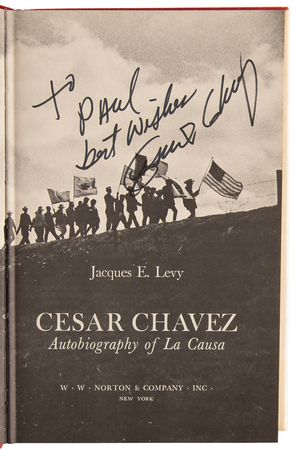 Lot #194 Cesar Chavez Signed Book - Autobiography of La Causa - Image 4