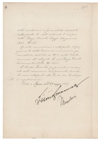 Lot #355 Benito Mussolini and Vittorio Emanuele III Document Signed - Image 2