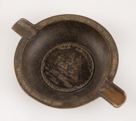 Lot #377 USS Constitution 1927 Restoration Relic Bronze Ashtray - Image 1