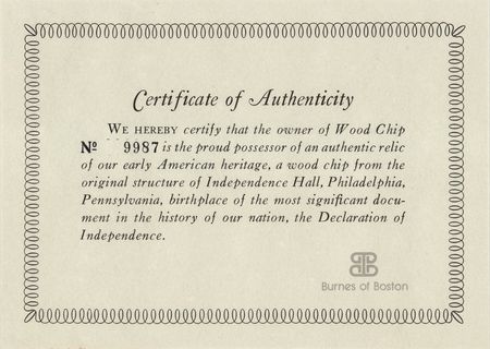 Lot #220 Independence Hall Wood Relic - Limited Edition - Image 6