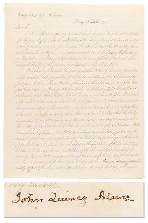 Lot #19 John Quincy Adams Letter Signed on Charles Carroll, Robert Walpole, and Preserving the History of the American “struggle for Freedom and Independence” - Image 1