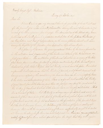 Lot #19 John Quincy Adams Letter Signed on Charles Carroll, Robert Walpole, and Preserving the History of the American “struggle for Freedom and Independence” - Image 2