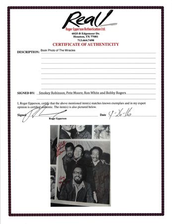 Lot #600 Smokey Robinson and the Miracles Signed Book Page - Image 2