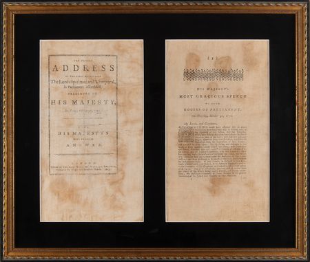 Lot #151 King George III Early Printing of 'His Majesty?s Most Gracious Speech' - The King's First Response to the Declaration of Independence (October 31, 1776) - Image 1