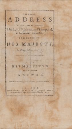 Lot #151 King George III Early Printing of 'His Majesty?s Most Gracious Speech' - The King's First Response to the Declaration of Independence (October 31, 1776) - Image 3